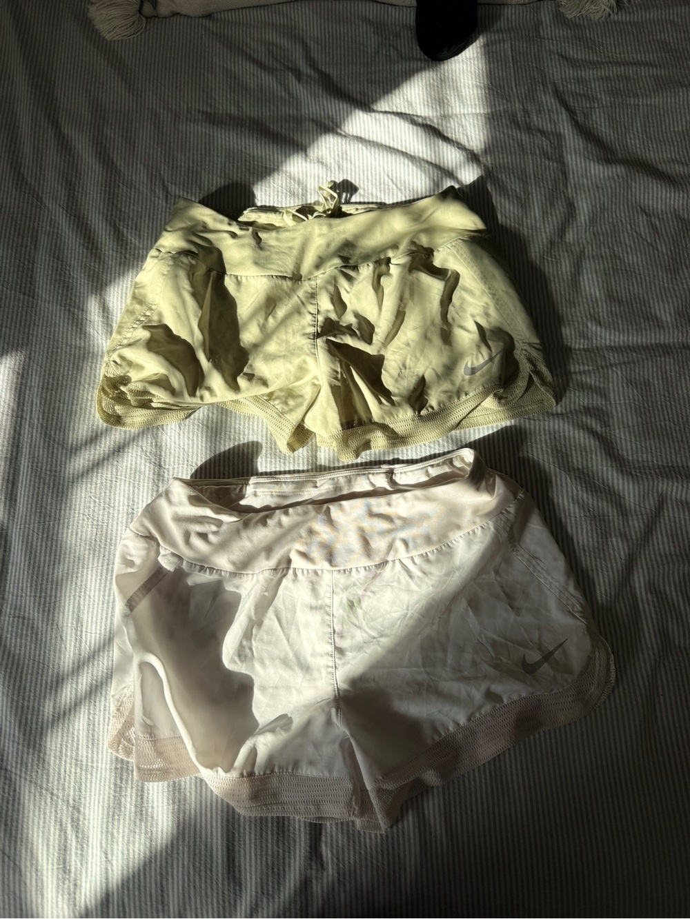 Nike Women's Athletic Shorts Duo - Pale Yellow & Light Cream